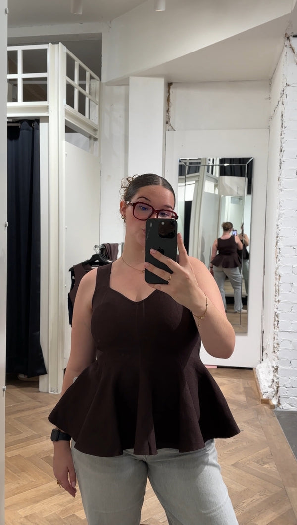 Brown Peplum Top